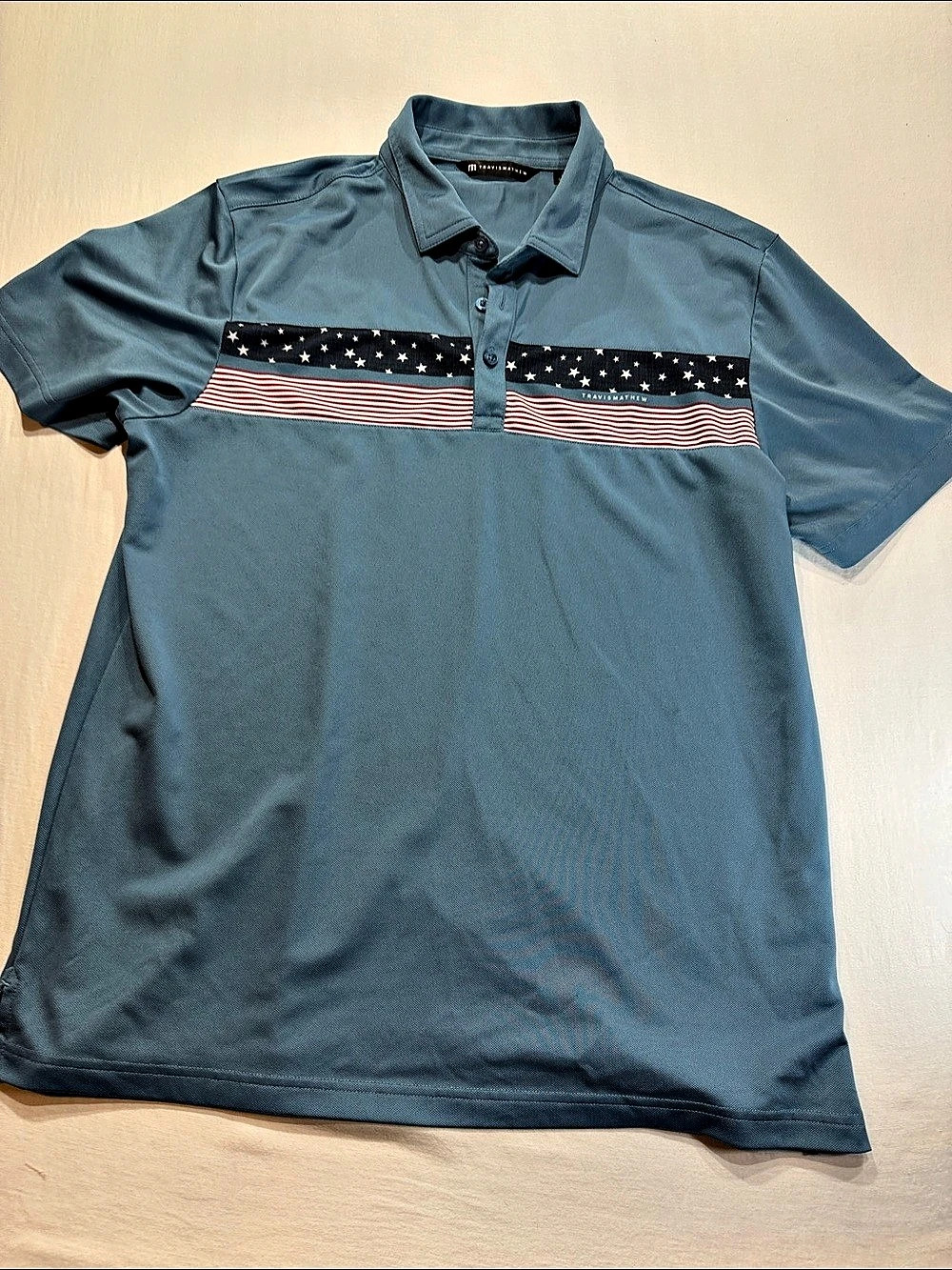 Travis Mathew Merica Polo Men's Flag Polo Blue & Red Large